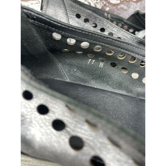 Sesto Meucci Pewter Leather Perforated Back Zip Wedge Shoes Women Sz 11N US/42EU - Picture 4 of 16